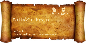 Mallár Ervin névjegykártya